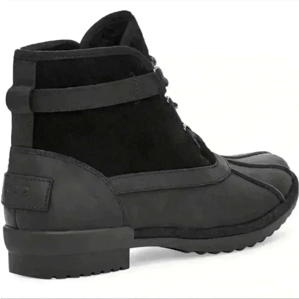 UGG Greda Waterproof Duck Boot in Black Leather/Suede Size 5 NIB